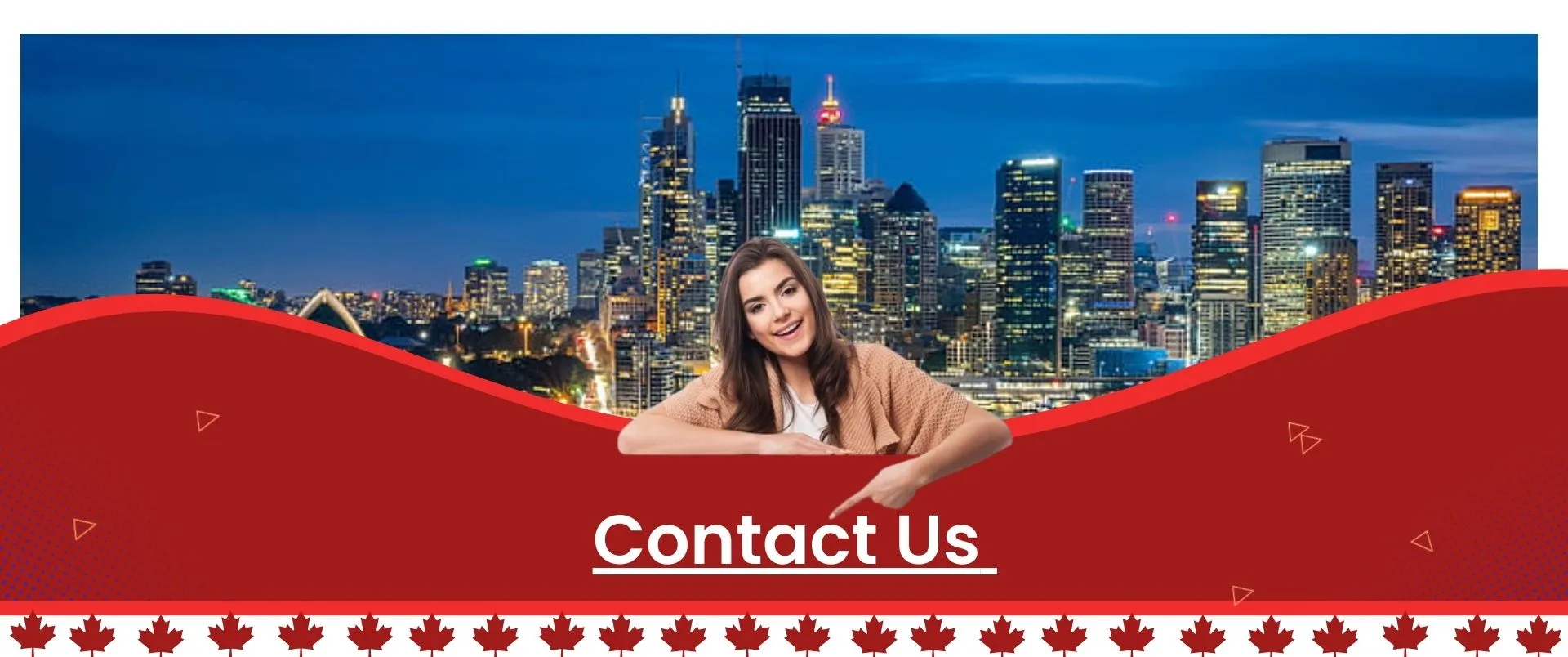 Contact Us for Immigration Services A girl pointing out with building in background